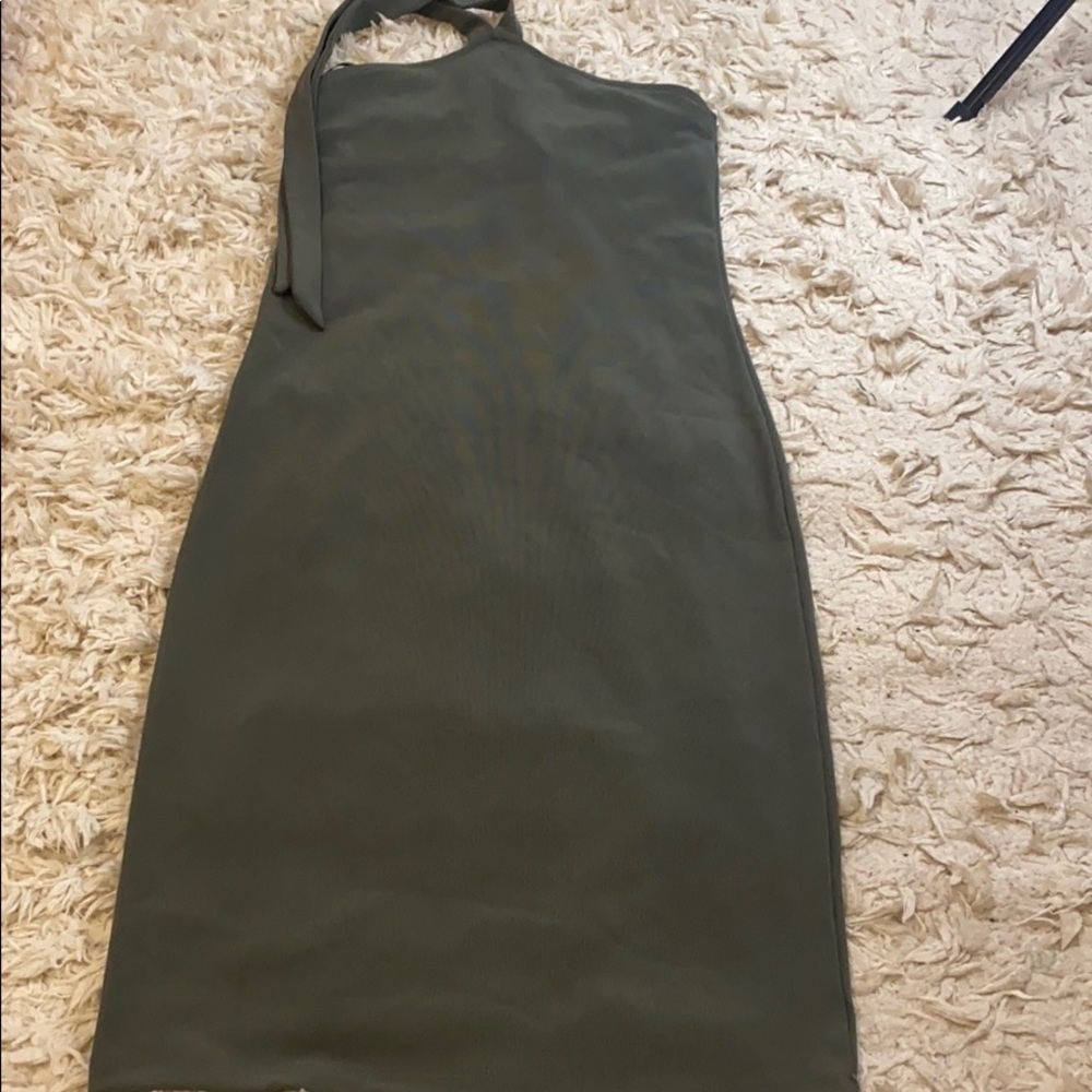 Leith olive halter dress